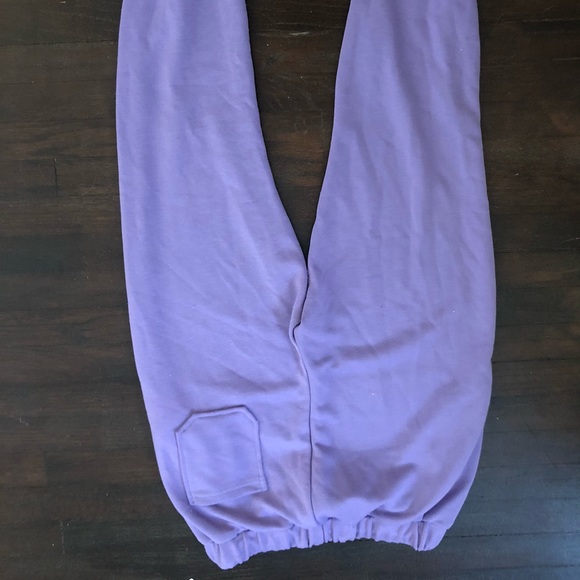 Cute cozy elastic purple sweats w pockets & a sun! - Picture 2 of 4